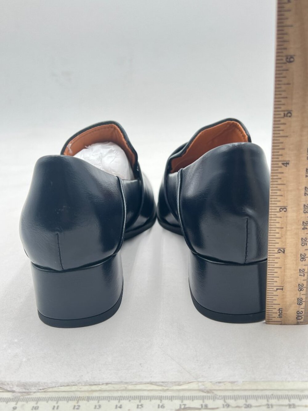 YDN Black Square Toe Loafers Slip on Block Low Heel Pumps Buckle Fashion Shoes - Picture 4 of 7